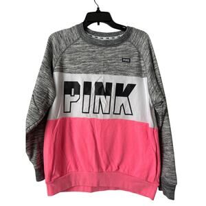 PINK Victoria's Secret Gray Pink Colorblock Oversized Sweatshirt Women’s Medium